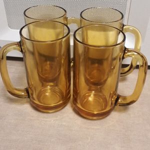Vintage Libby Glass Amber Mugs